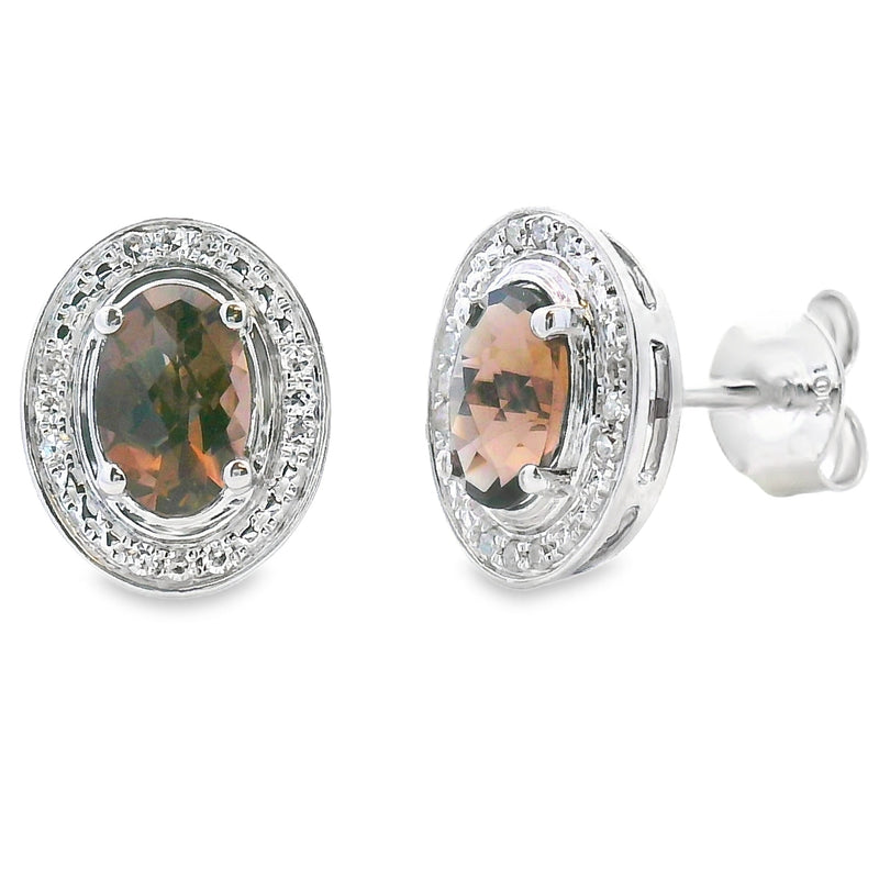 Bids.com .85ct Quartz Diamond Earrings 10KT White Gold Earrings White Smoke Default Title