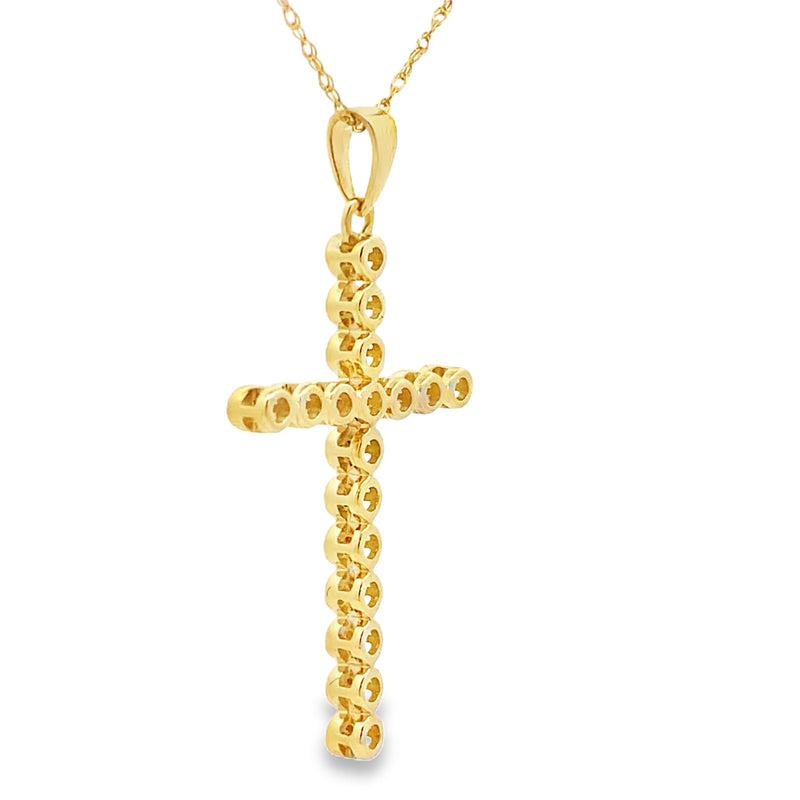 Bids.com .17ct Diamond Cross Religious Pendant 14KT Yellow Gold Pendants White Smoke 18