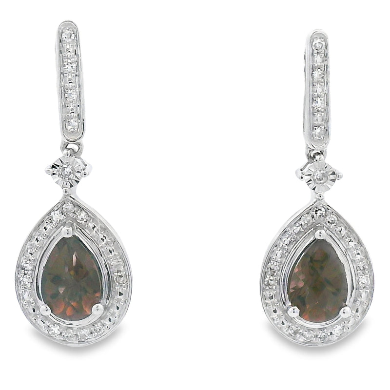 Bids.com .84ct Quartz Diamond Dangle Earrings 10KT White Gold Earrings White Smoke Default Title