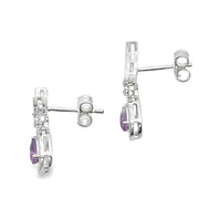 Bids.com .48ct Amethyst Diamond Dangle Earrings 10KT White Gold Earrings White Smoke