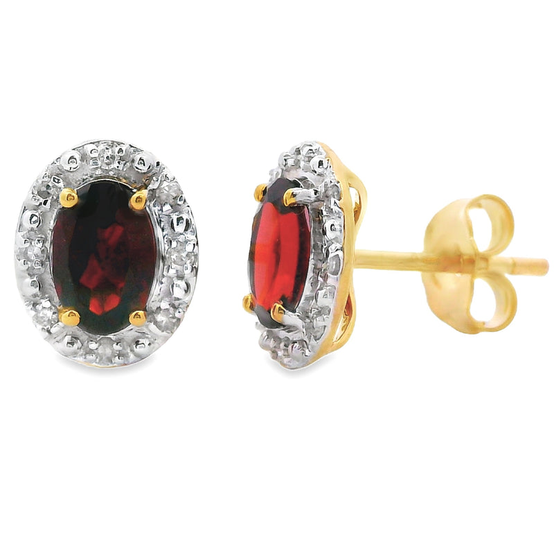 Bids.com 1.18ct Garnet Diamond Earrings 10KT Yellow Gold Earrings White Smoke Default Title