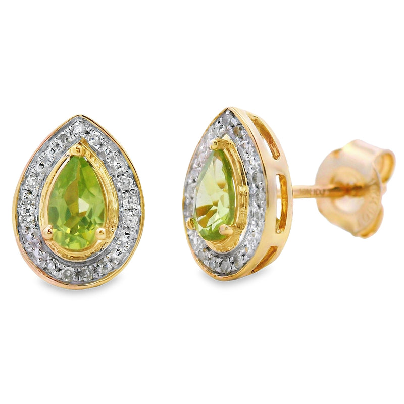 Bids.com .56ct Peridot Diamond Stud Earrings 10KT Yellow Gold Earrings White Smoke Default Title