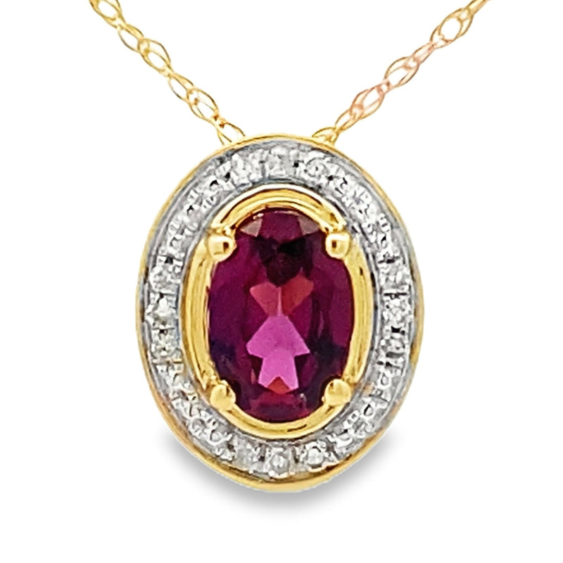 Bids.com .52ct Garnet Diamond Fashion Pendants 10KT Yellow Gold Pendants White Smoke 18