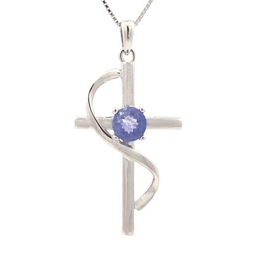 Bids.com .50ct Tanzanite Cross Religious Pendant Sterling Silver Pendants White Smoke 18