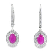 Bids.com 1.28ct Ruby Diamond Dangle Earrings 10KT White Gold Earrings White Smoke Default Title