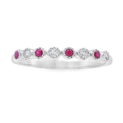 Bids.com .14ct Ruby Diamond stackable band set 14KT White Gold Rings White Smoke 7