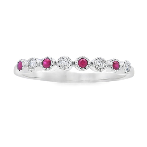 Bids.com .14ct Ruby Diamond stackable band set 14KT White Gold Rings White Smoke 7