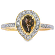 Bids.com .46ct Quartz Diamond Ring 10KT Yellow Gold Rings White Smoke 7.0