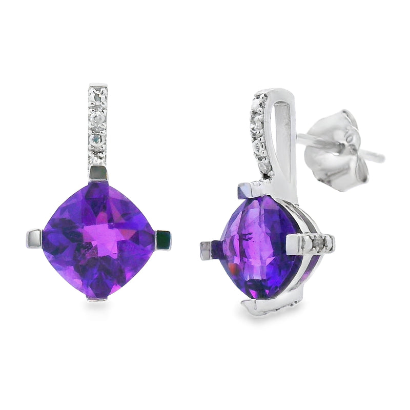 Bids.com .84ct Amethyst Diamond Earrings 10KT White Gold Earrings White Smoke Default Title