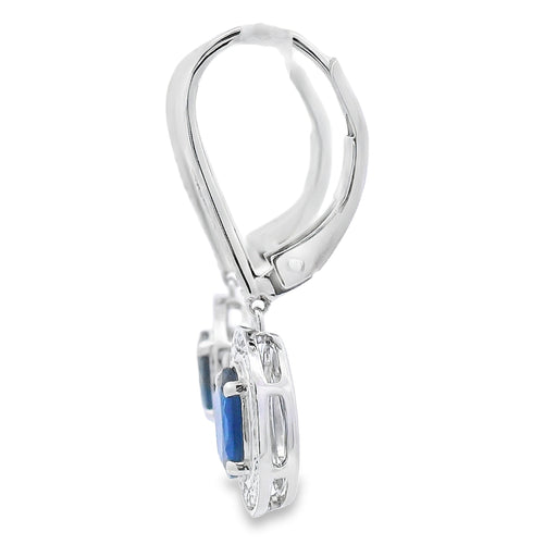 Bids.com 1.28ct Sapphire Diamond Dangle Earrings 10KT White Gold Earrings White Smoke