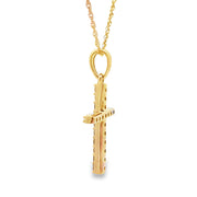 Bids.com .13ct Diamond Cross Religious Pendant 14KT Yellow Gold Pendants White Smoke 18