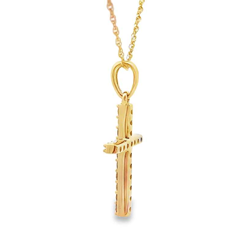 Bids.com .13ct Diamond Cross Religious Pendant 14KT Yellow Gold Pendants White Smoke 18