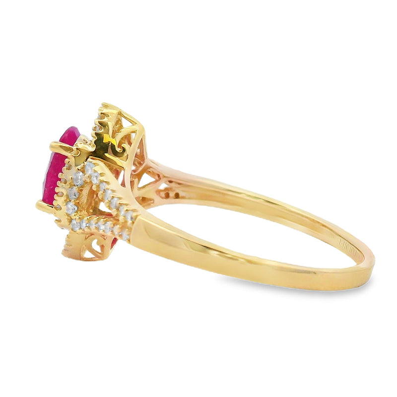 Bids.com 1.26ct Ruby Diamond Ring 14KT Yellow Gold Rings White Smoke 7