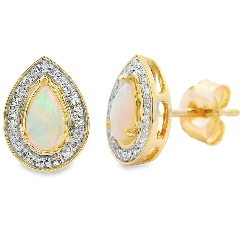 Bids.com .26ct Opal Diamond Earrings 10KT Yellow Gold Earrings White Smoke Default Title