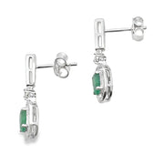 Bids.com .95ct Emerald Diamond Dangle Earrings 10KT White Gold Earrings White Smoke