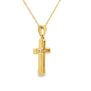 Bids.com .12ct Diamond Cross Religious Pendant 14KT Yellow Gold Pendants White Smoke 18