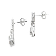 Bids.com Rose Quartz Diamond Dangle Earrings 10KT White Gold Earrings White Smoke
