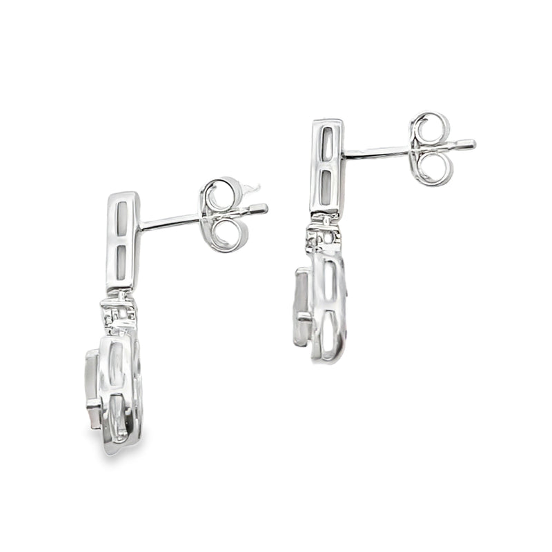 Bids.com Rose Quartz Diamond Dangle Earrings 10KT White Gold Earrings White Smoke