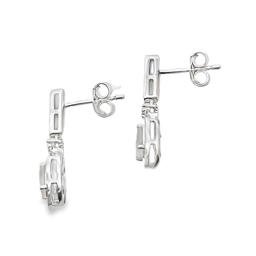Bids.com Rose Quartz Diamond Dangle Earrings 10KT White Gold Earrings White Smoke