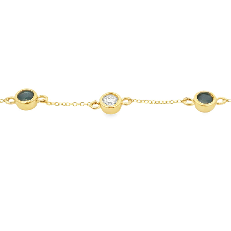 Bids.com .74ct Sapphire Diamond Bracelet 14KT Yellow Gold Bracelets White Smoke 6.5-7