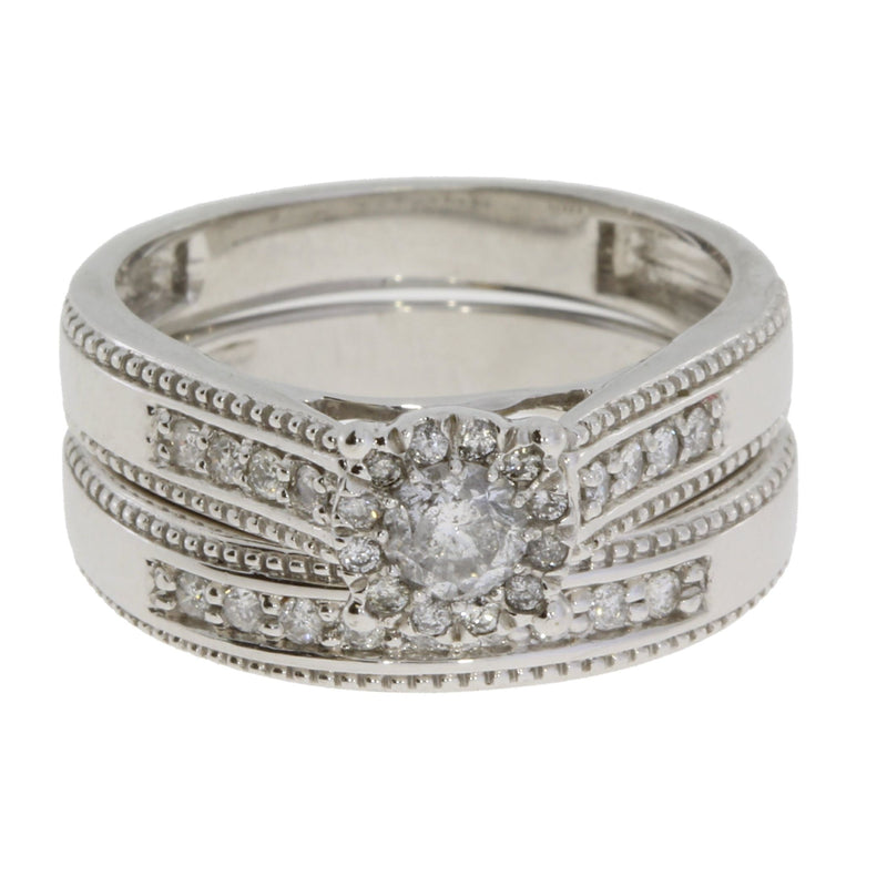 Bids.com .63ct Diamond Engagement Ring Set 10KT White Gold Rings White Smoke 7.0
