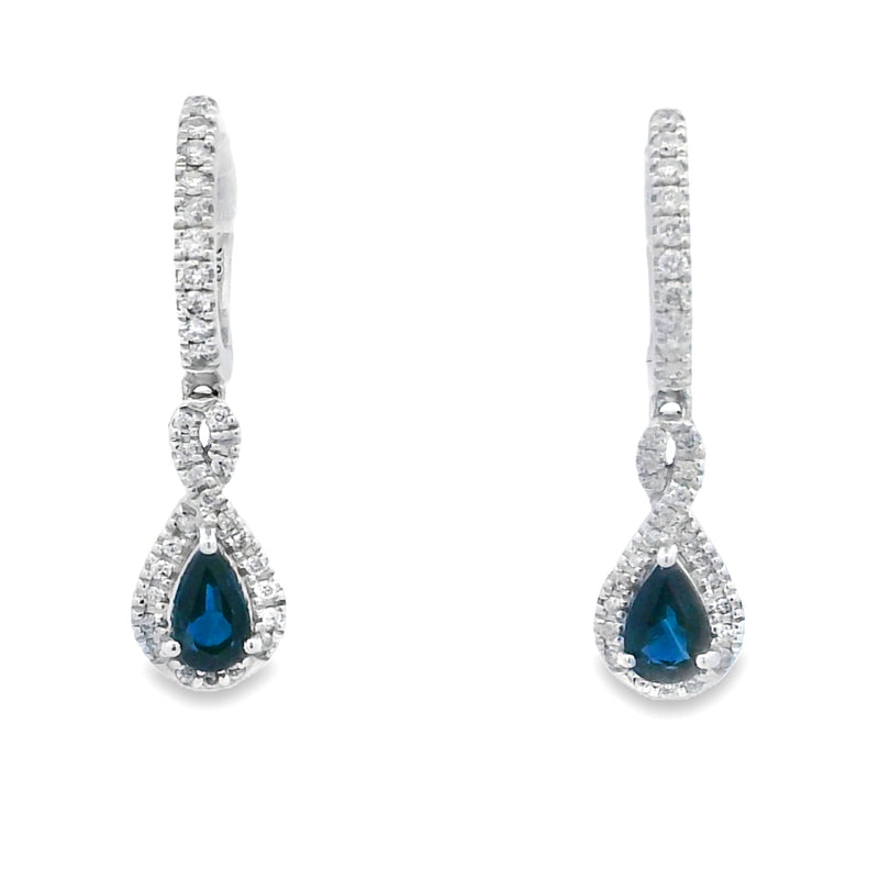 Bids.com .80ct Sapphire Diamond Dangle Earrings 10KT White Gold Earrings White Smoke Default Title