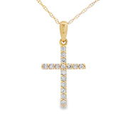 Bids.com .13ct Diamond Cross Religious Pendant 14KT Yellow Gold Pendants White Smoke 18