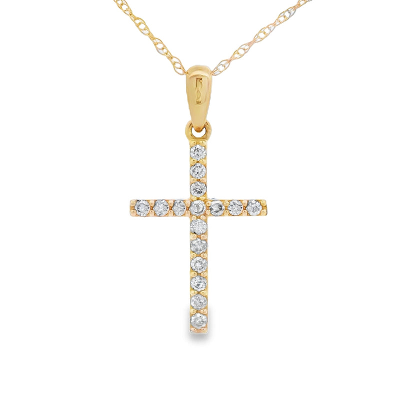 Bids.com .13ct Diamond Cross Religious Pendant 14KT Yellow Gold Pendants White Smoke 18
