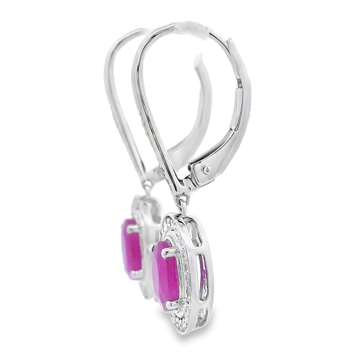 Bids.com 1.28ct Ruby Diamond Dangle Earrings 10KT White Gold Earrings White Smoke