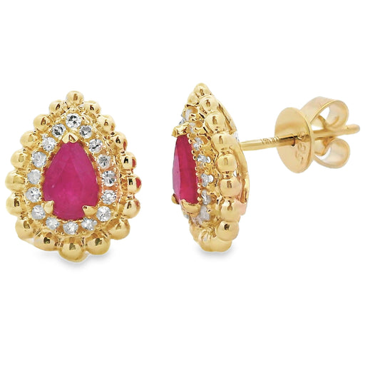 Bids.com 1.07ct Ruby Diamond Earrings 14KT Yellow Gold Earrings White Smoke Default Title