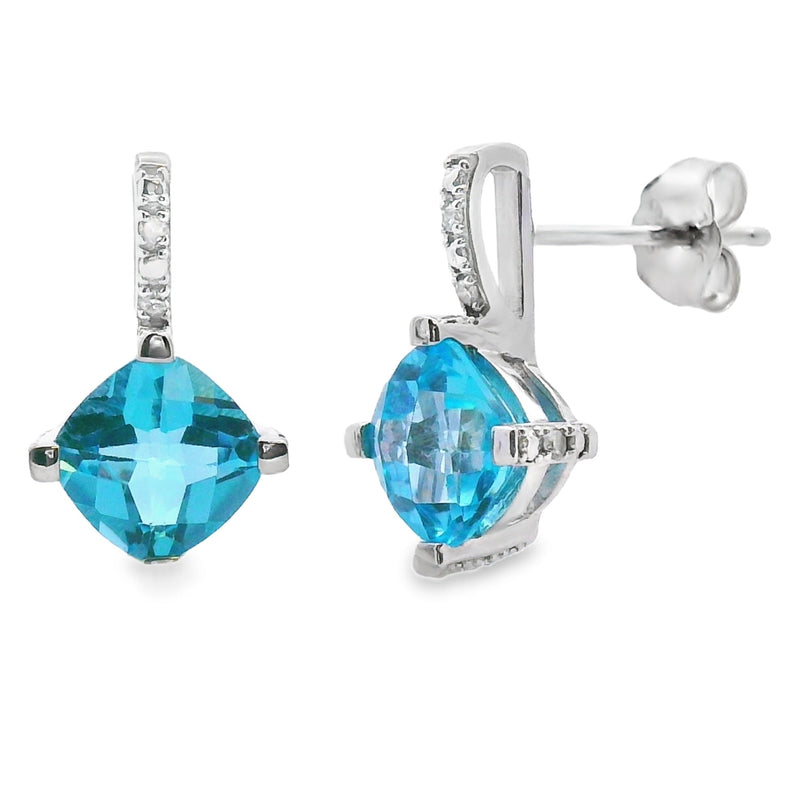 Bids.com .94ct Blue Topaz Diamond Earrings 10KT White Gold Earrings White Smoke Default Title