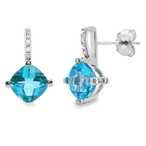 Bids.com .94ct Blue Topaz Diamond Earrings 10KT White Gold Earrings White Smoke Default Title