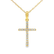 Bids.com .11ct Diamond Cross Religious Pendant 14KT Yellow Gold Pendants White Smoke 18