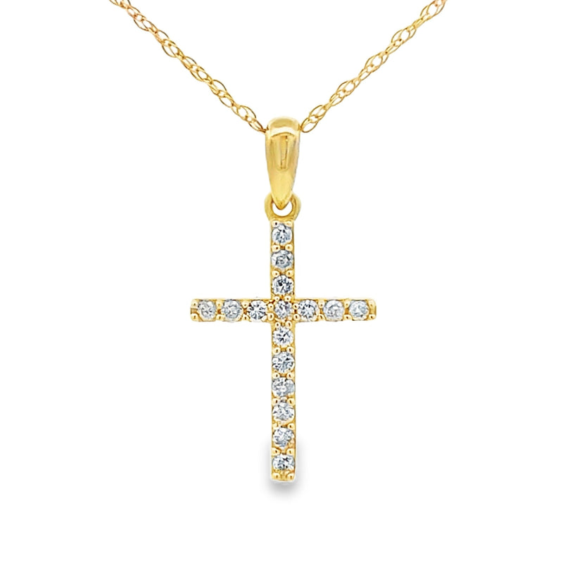 Bids.com .11ct Diamond Cross Religious Pendant 14KT Yellow Gold Pendants White Smoke 18