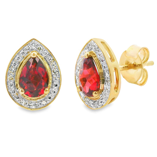 Bids.com 1.14ct Garnet Diamond Dangle Earrings 10KT Yellow Gold Earrings White Smoke Default Title