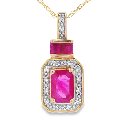 Bids.com .82ct Ruby Diamond Fashion Pendants 14KT Yellow Gold Pendants White Smoke 18