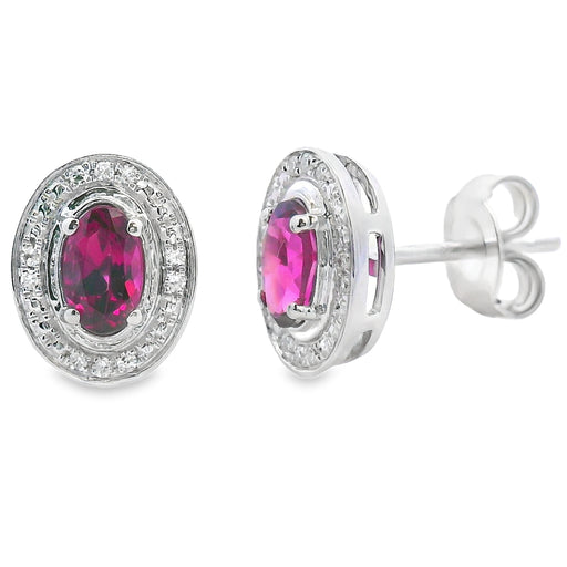 Bids.com .67ct Garnet Diamond Earrings 10KT White Gold Earrings White Smoke Default Title
