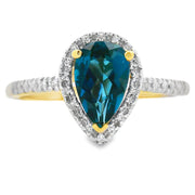 Bids.com 1.13ct London Blue Topaz Diamond Ring 14KT Yellow Gold Rings White Smoke 7
