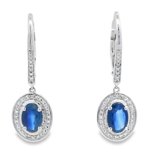 Bids.com 1.28ct Sapphire Diamond Dangle Earrings 10KT White Gold Earrings White Smoke Default Title