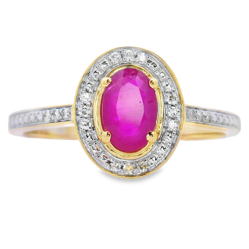 Bids.com .67ct Ruby Diamond Ring 10KT Yellow Gold Rings White Smoke 7.0