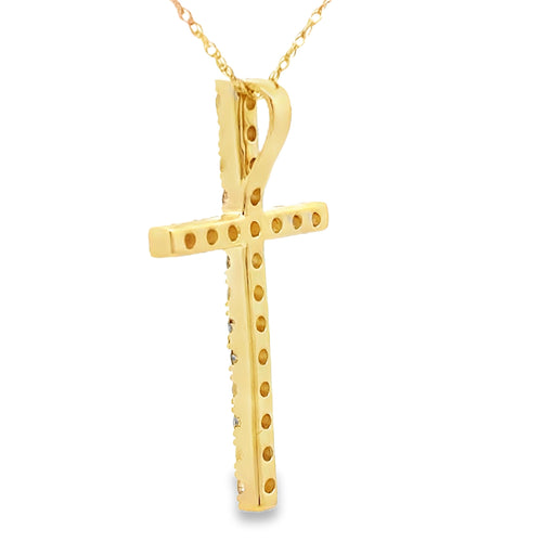 Bids.com .50ct Diamond Cross Religious Pendant 14KT Yellow Gold Pendants White Smoke 18