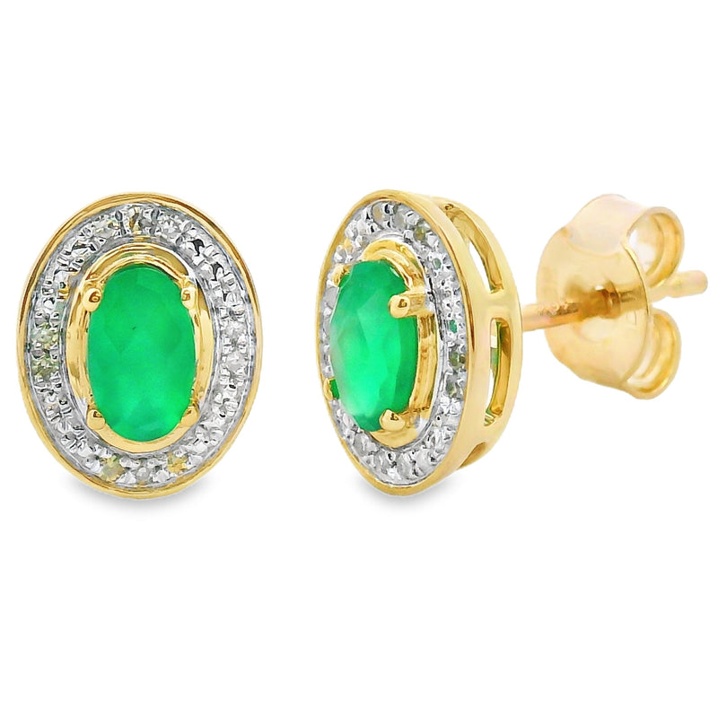 Bids.com .54ct Chalcedony Diamond Earrings 10KT Yellow Gold Earrings White Smoke Default Title