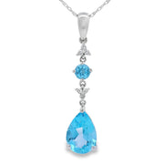 Bids.com Blue Topaz Diamond Fashion Pendants 10KT White Gold Pendants White Smoke 18