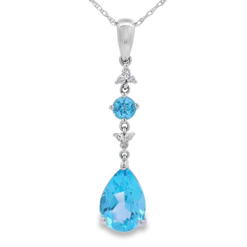 Bids.com Blue Topaz Diamond Fashion Pendants 10KT White Gold Pendants White Smoke 18