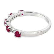 Bids.com .70ct Ruby Diamond Wedding Band Ring 10KT White Gold Rings White Smoke 7.0