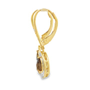 Bids.com .87ct Quartz Diamond Dangle Earrings 10KT Yellow Gold Earrings White Smoke