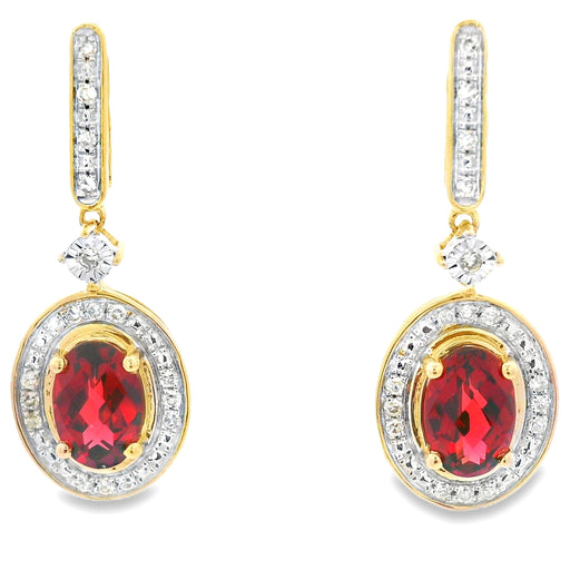 Bids.com 1.20ct Garnet Diamond Dangle Earrings 10KT Yellow Gold Earrings White Smoke Default Title