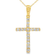 Bids.com .45ct Diamond Cross Religious Pendant 14KT Yellow Gold Pendants White Smoke 18