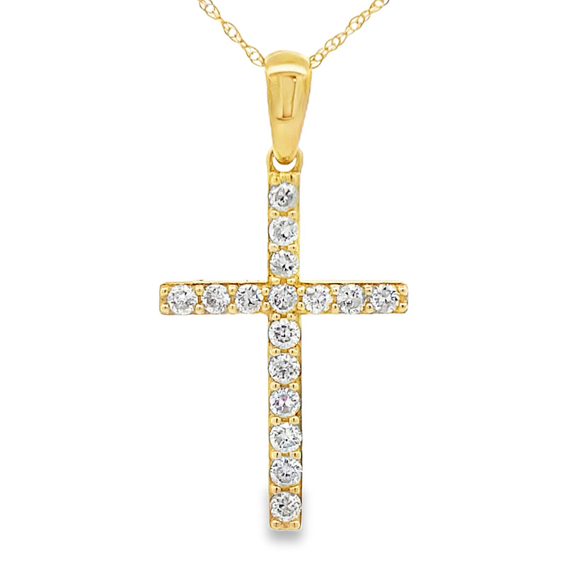 Bids.com .45ct Diamond Cross Religious Pendant 14KT Yellow Gold Pendants White Smoke 18