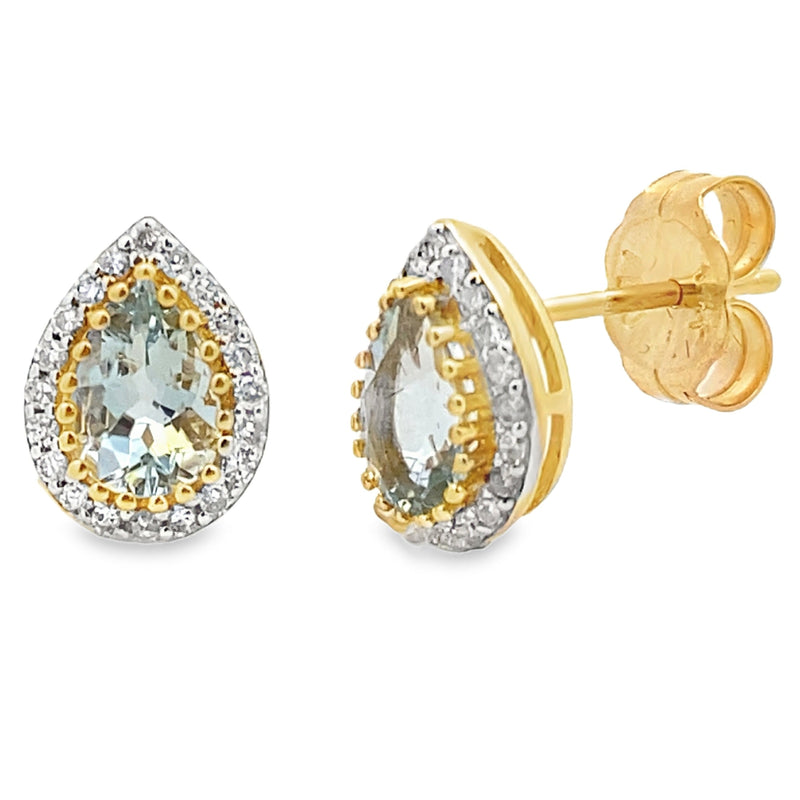 Bids.com .52ct Aquamarine Diamond Stud Earrings 14KT Yellow Gold Earrings White Smoke Default Title